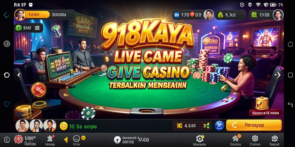 Screenshot gameplay seru di <strong>918KAYA</strong> menunjukkan dealer dan pemain berinteraksi langsung.