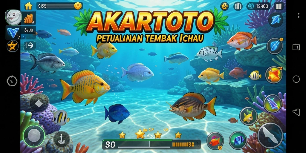 Tampilan permainan Tembak Ikan yang menegangkan dan penuh warna.