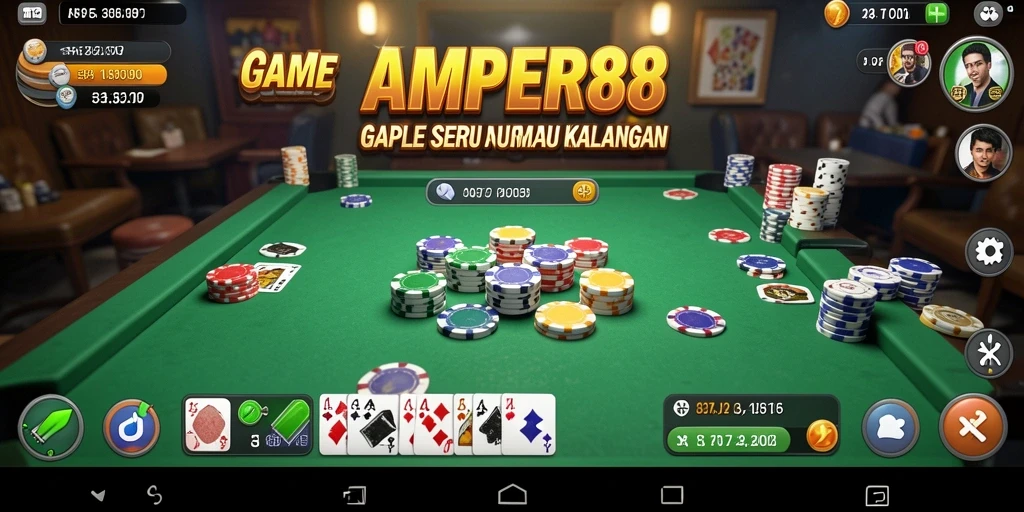 Tampilan gameplay AMPER88 yang menarik dan interaktif saat bermain Gaple.