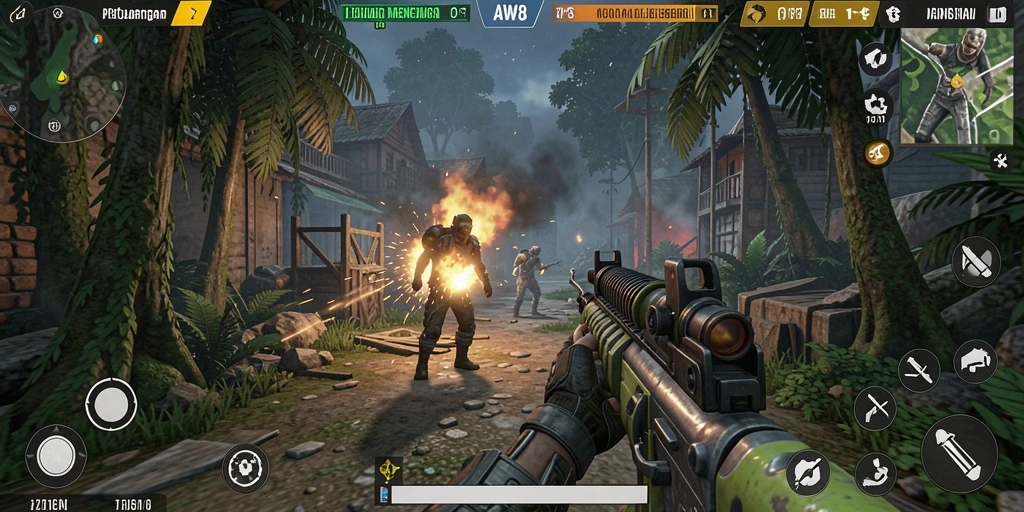 Gameplay AW8 yang menegangkan dengan aksi TPS yang seru.