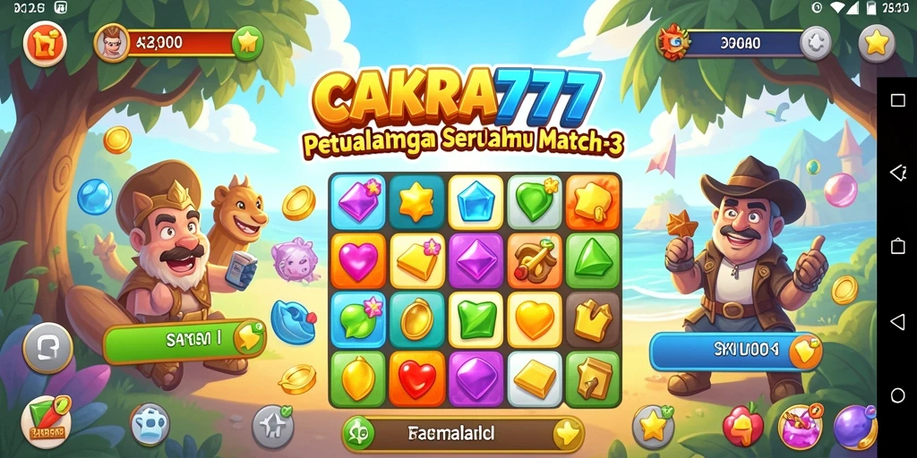Gambaran gameplay seru CAKRA777 dengan elemen Match-3 yang menantang.