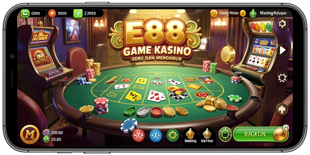 Tampilan gameplay Kasino yang seru dalam E88.