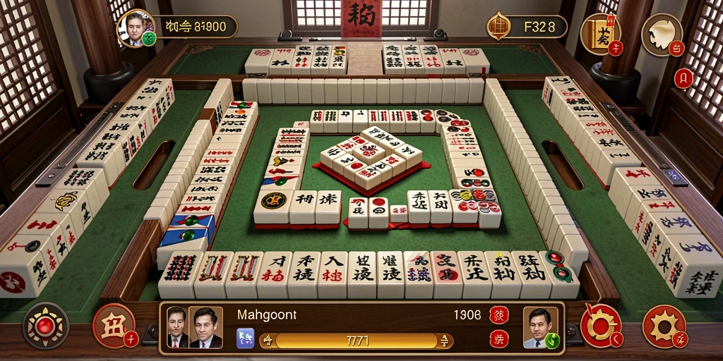 Screenshot F32 menampilkan permainan Mahjong yang menantang dan menyenangkan.
