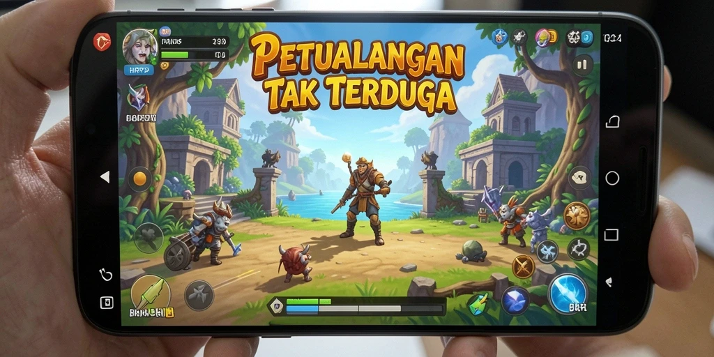 Screenshot gameplay HARAPJP yang menampilkan dunia petualangan yang luas.