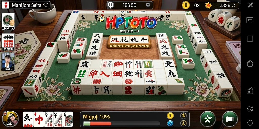 Screenshot permainan HPTOTO yang menunjukkan level Mahjong yang menantang.