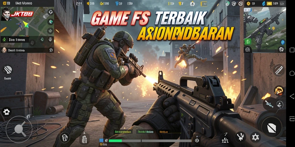 Screenshot gameplay JKT88 menampilkan aksi seru dalam pertempuran FPS.