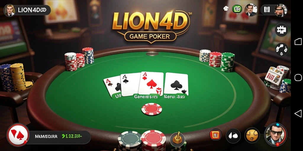 Tampilan gameplay Poker yang mendebarkan dari LION4D.