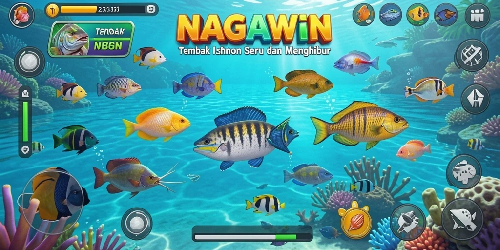 Tampilan gameplay NAGAWIN yang penuh warna dan seru dalam Tembak Ikan.