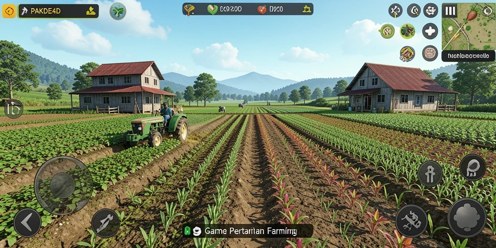 Tampilan gameplay PAKDE4D yang menarik dengan aktivitas bertani.