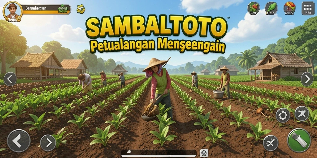 Screenshot gameplay SAMBALTOTO yang menampilkan kebun yang indah.