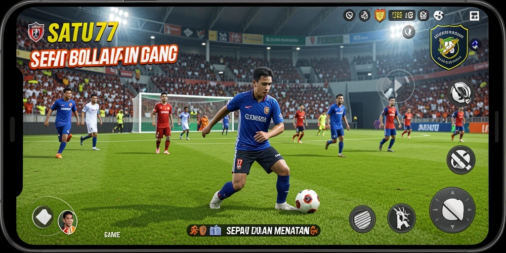 Tangkapan layar gameplay SATU77 menampilkan pertandingan sepak bola yang mendebarkan.
