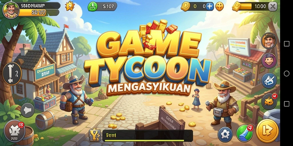 Gameplay SD107 menampilkan pengelolaan bisnis dan strategi yang mendalam.