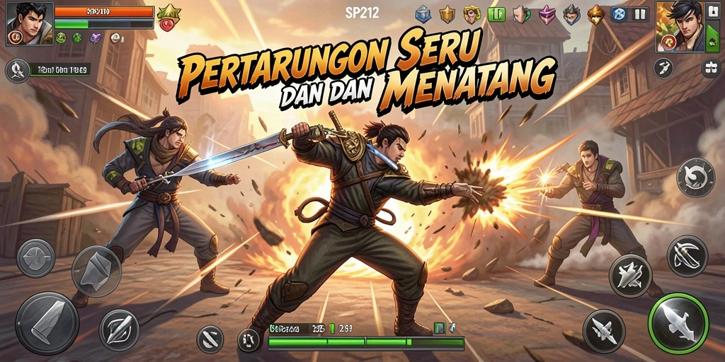 Tampilan gameplay SP212 saat karakter bertarung sengit.