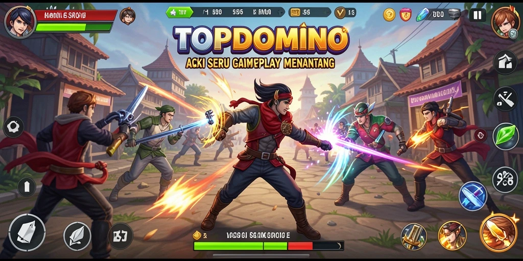 Tampilan aksi seru dalam permainan TOPDOMINO yang mendebarkan.